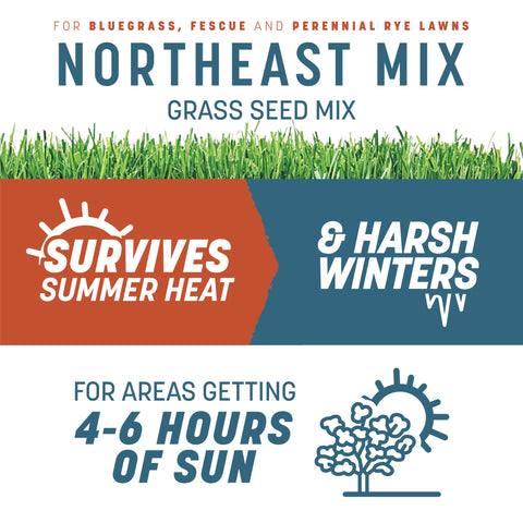 Pennington Smart Seed Northeast Mix label highlights coverage and growth potential.
