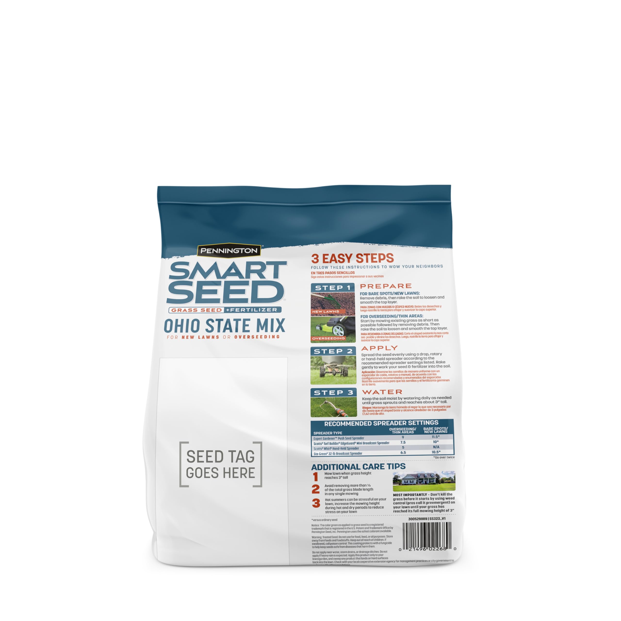 Pennington Smart Seed Ohio State tall fescue seed for durable, shade-tolerant lawn.