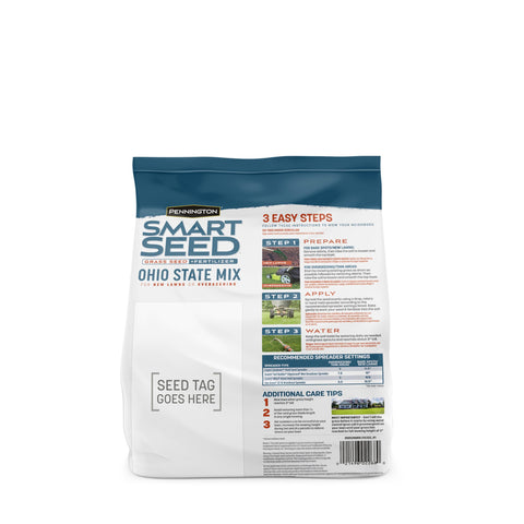 Pennington Smart Seed Ohio State tall fescue seed for durable, shade-tolerant lawn.