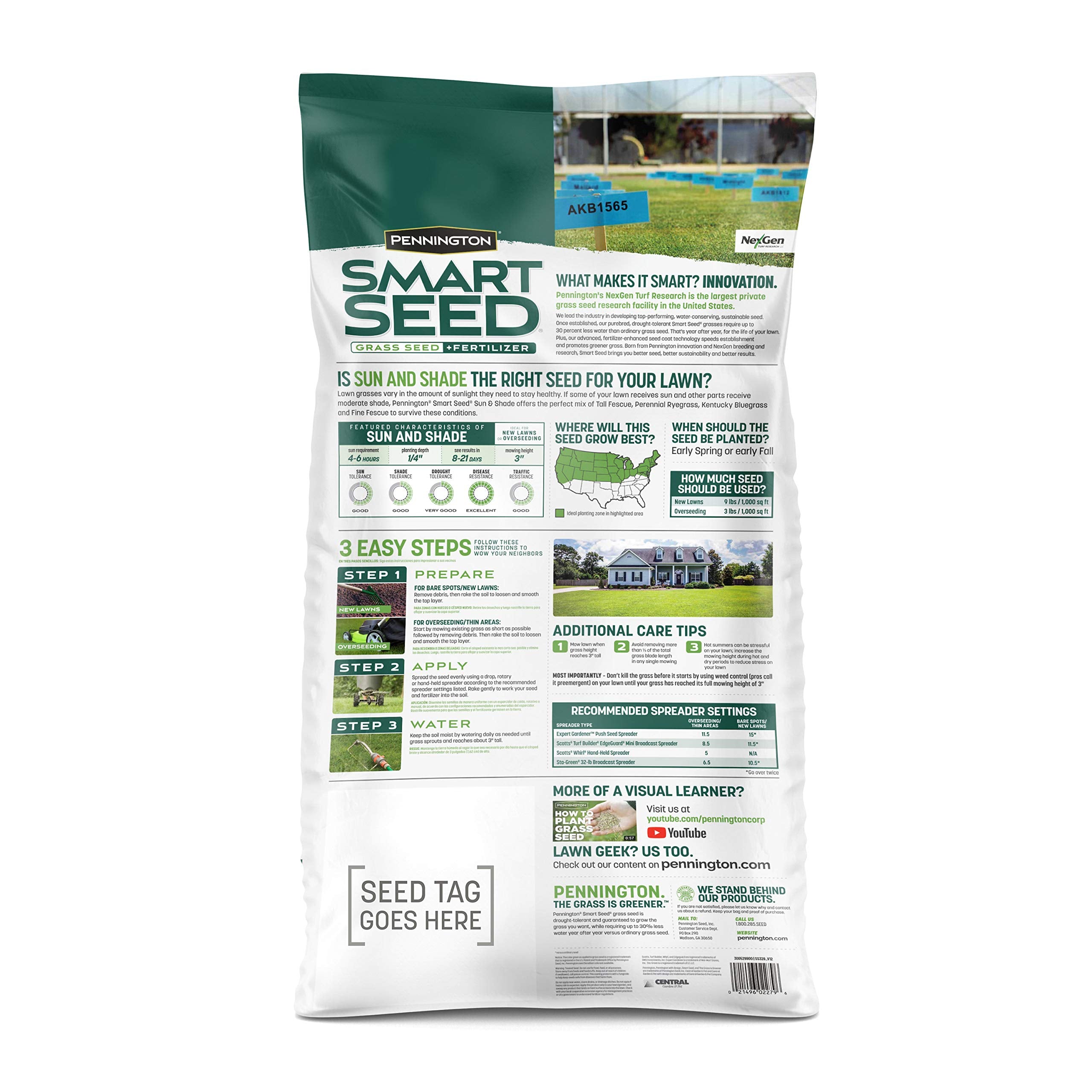 Pennington Smart Seed seed coat close-up highlighting fertilizer-enhanced coating for faster establishment.