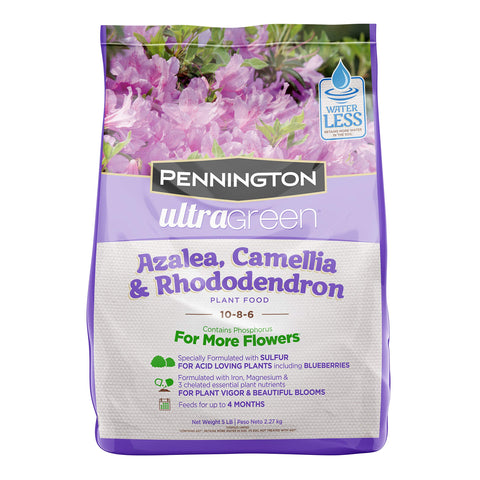 Pennington UltraGreen azalea bloom enhanced by balanced nutrients for acid-loving plants
