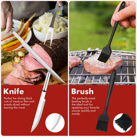 Penobon basting brush and cleaning brush for efficient grill maintenance.