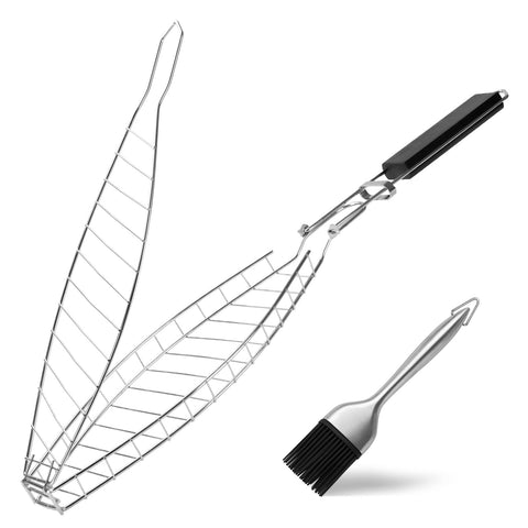 Penobon Fish Grill Basket securing whole fish for even cooking