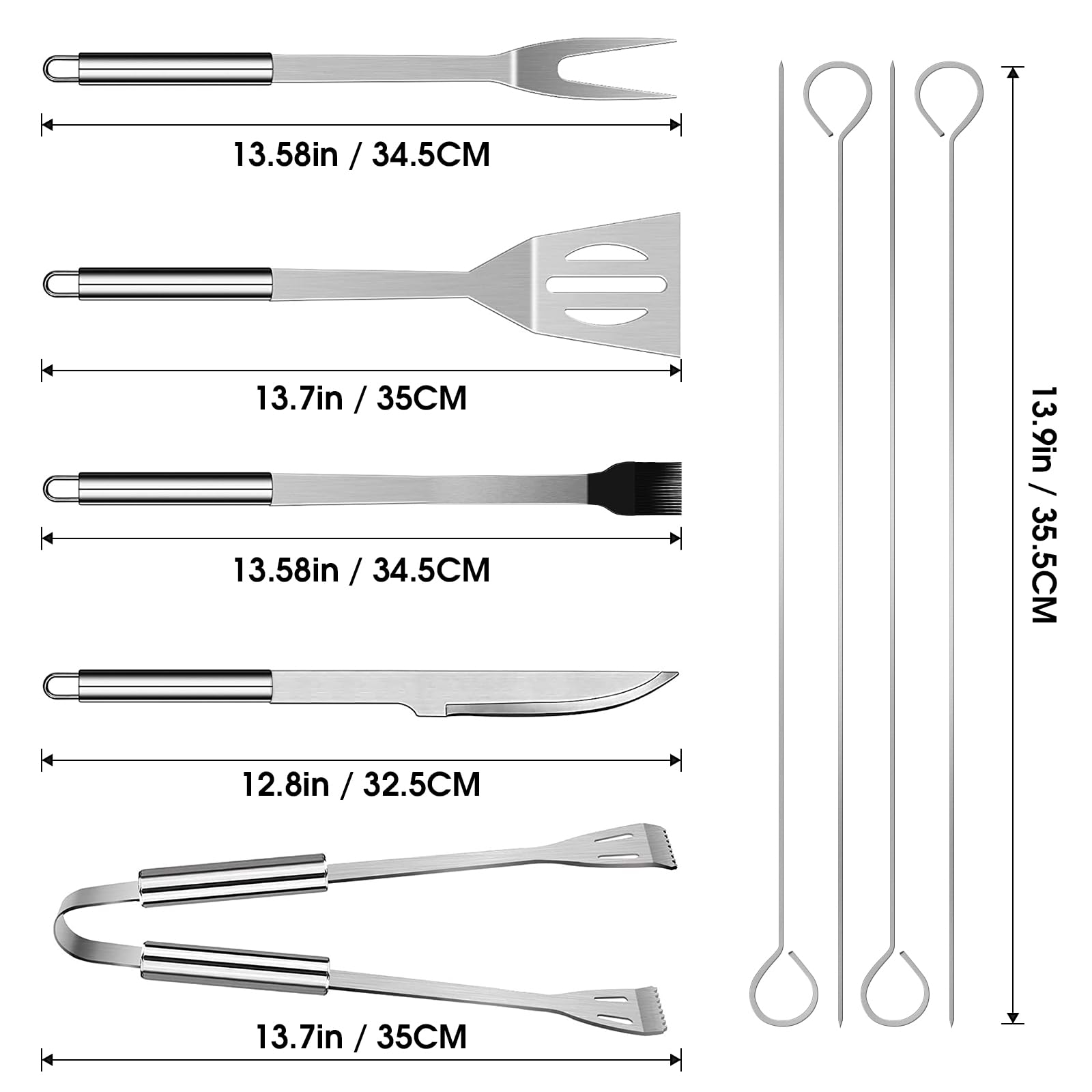Penobon four skewers arranged for even cooking and handling