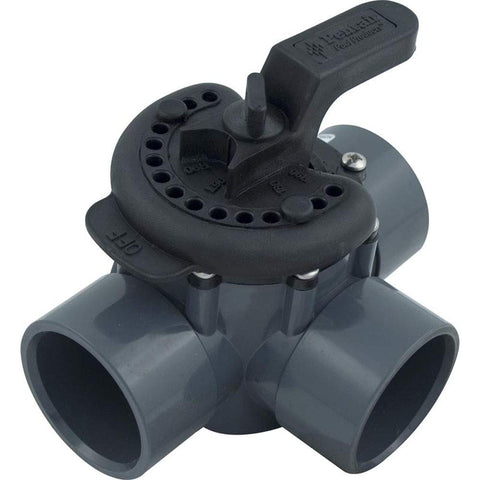 Pentair 263028 three-port diverter valve with 2-inch PVC pipe for pool systems, high flow and durability.