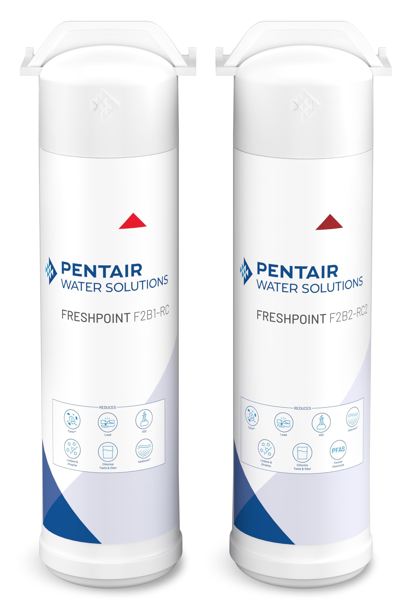 Pentair FreshPoint carbon cartridge twin-pack for PFAS reduction and easy under-sink filtration.