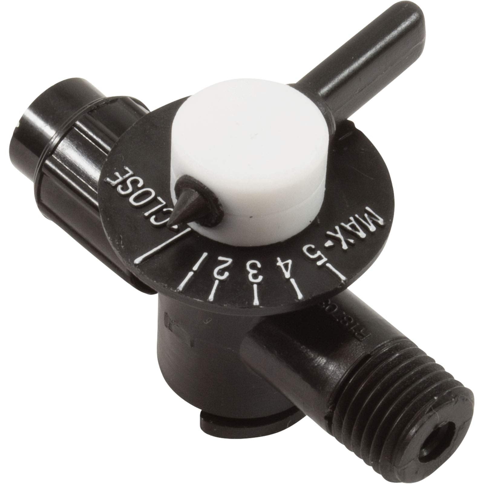 Pentair R172060 valve dial close-up showing precise flow control for Rainbow feeder tuning.