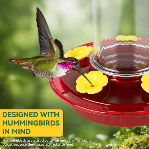 Penxua hummingbird feeder shows five bee guard ports to support multiple birds.