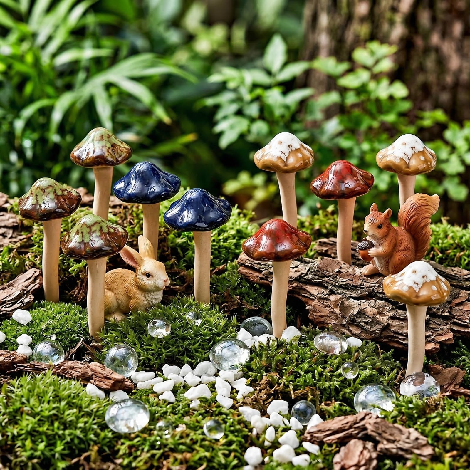 Peohud decorative mushrooms suit indoor and outdoor setups on planters and garden beds.
