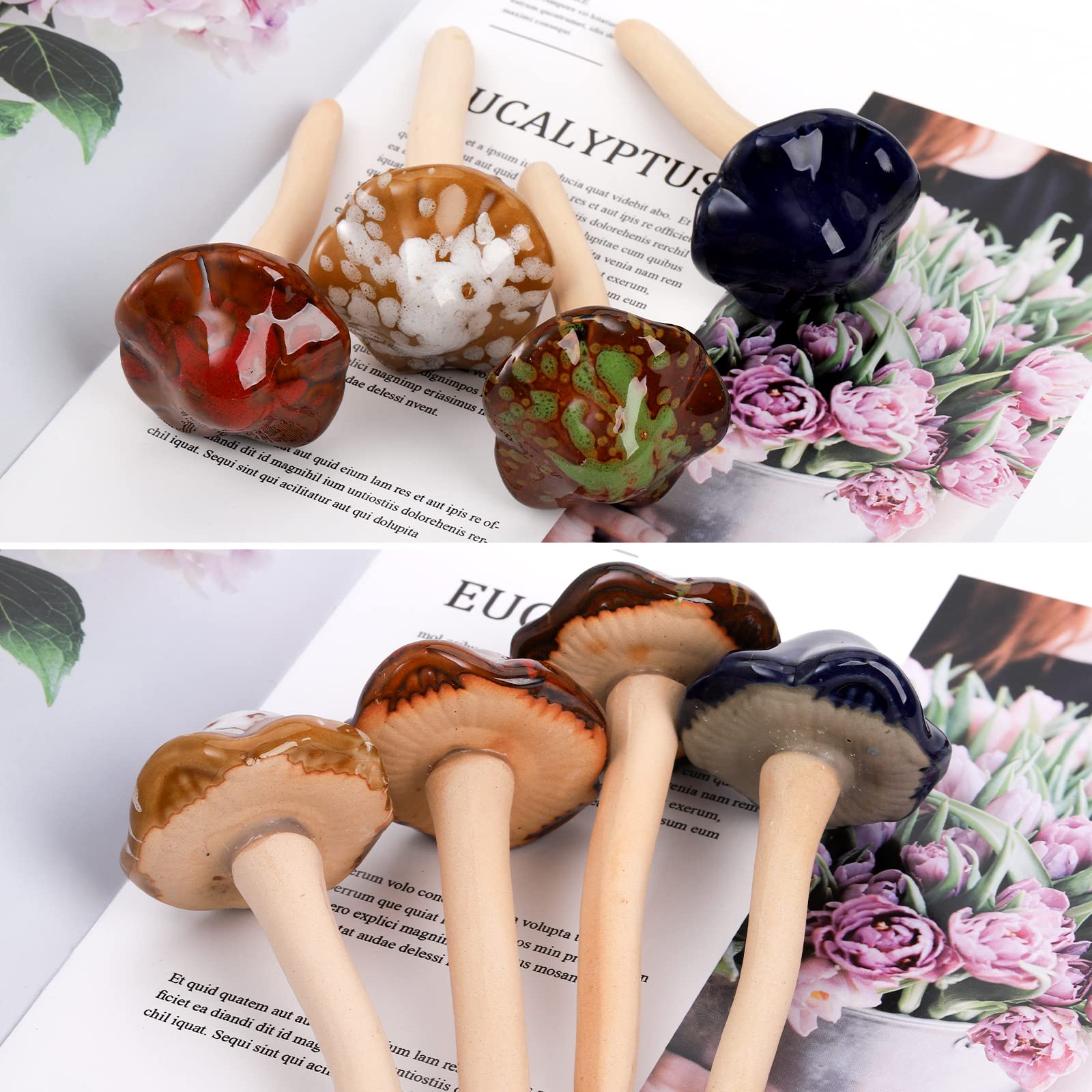 Peohud mushrooms insert easily into soil for patio, lawn, or flower pots.