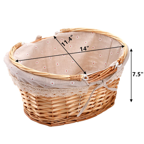 Peohud basket interior shows linen lining for simple cleanup.
