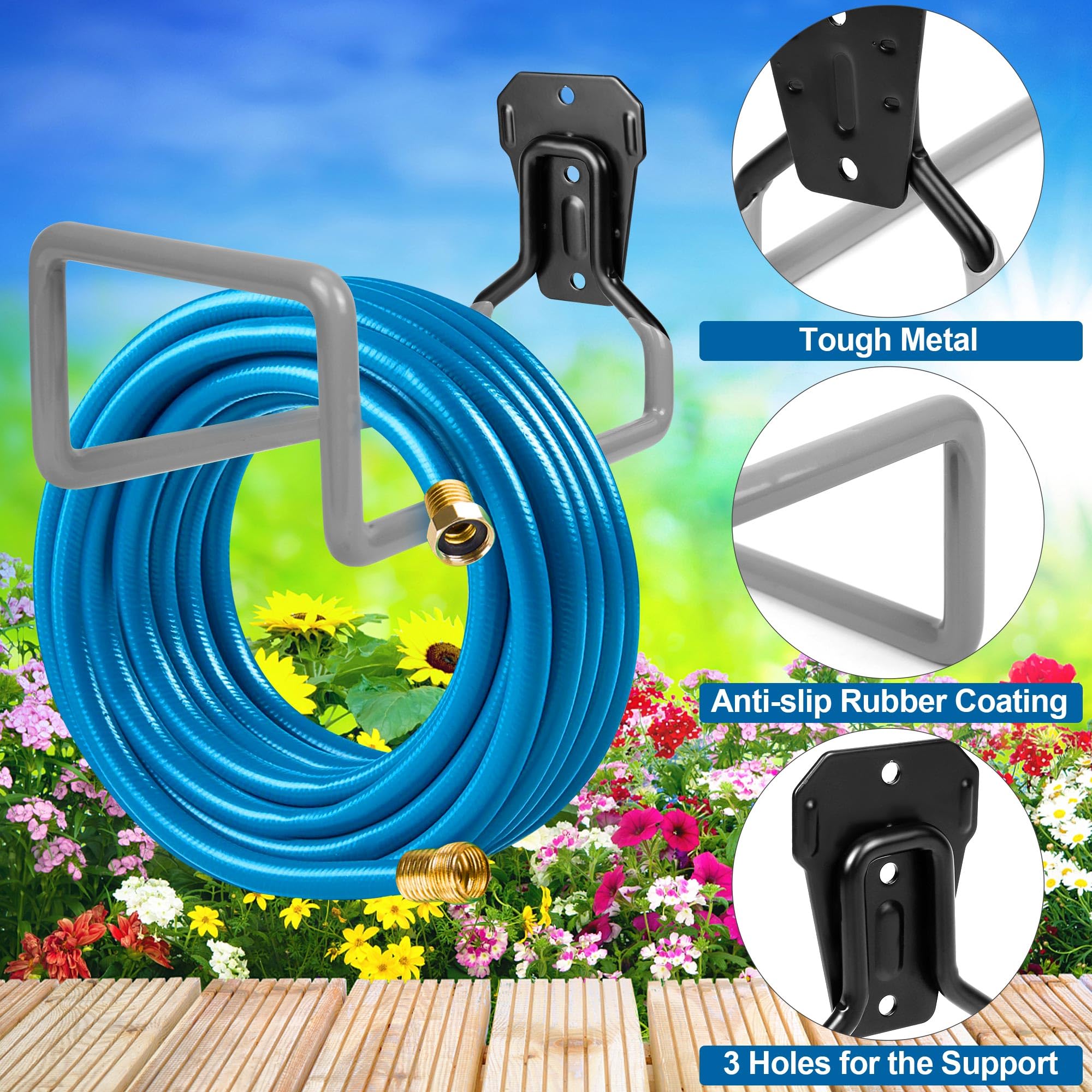 PeoMev hose hanger organizes yard gear and prevents tangles after watering