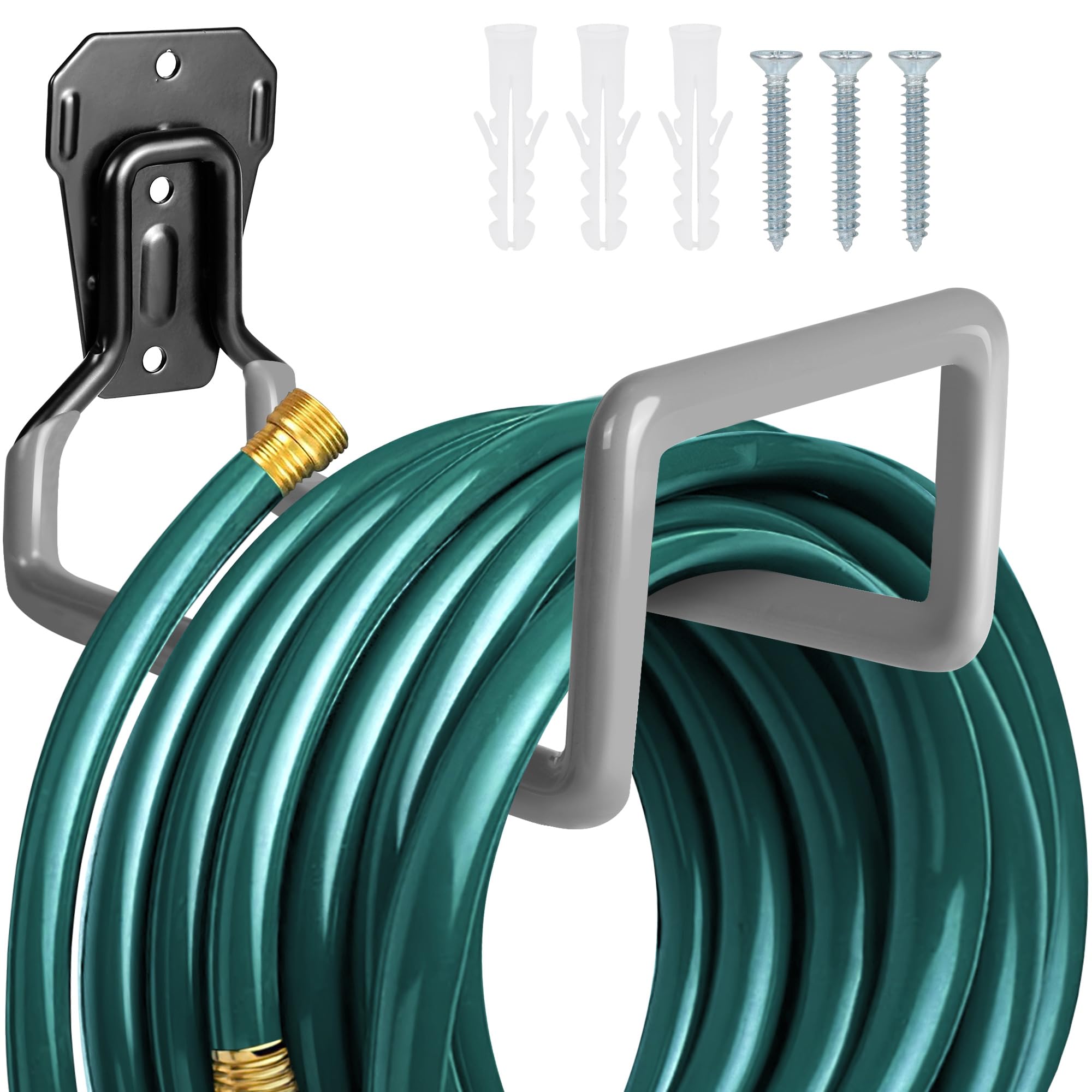 PeoMev metal hose rack outdoors provides durable storage and quick access.