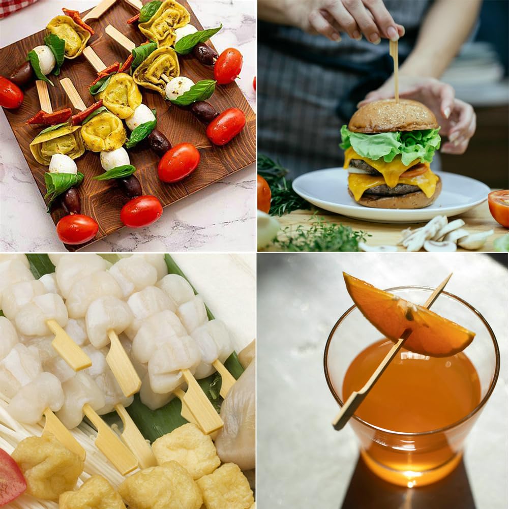 PEOUWNES paddle-design bamboo skewers provide stable handling during grilling and flipping