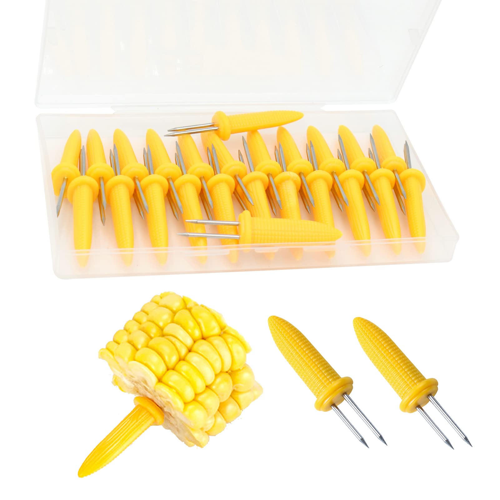 PEOUWNES corn holders with stainless steel pins resist rust and simplify grilling cleanup.