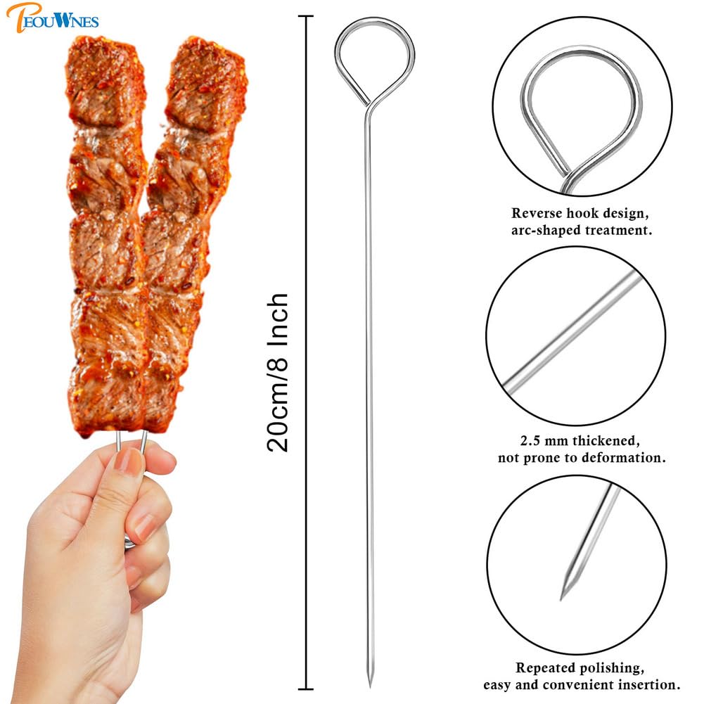 PEOUWNES metal skewers ideal for turkey, shrimp, chicken, and veggies