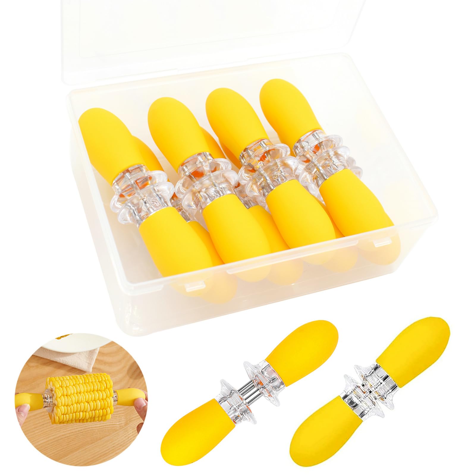 PEOUWNES corn holders set with interlocking design for safer handling of hot corn