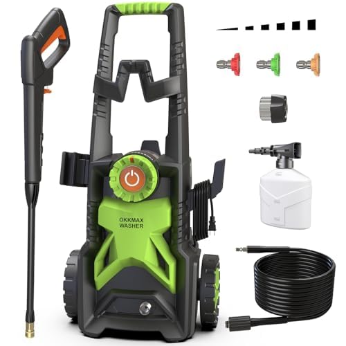 PEPEUNI high pressure washer with four tips and foam cannon for versatile cleanup