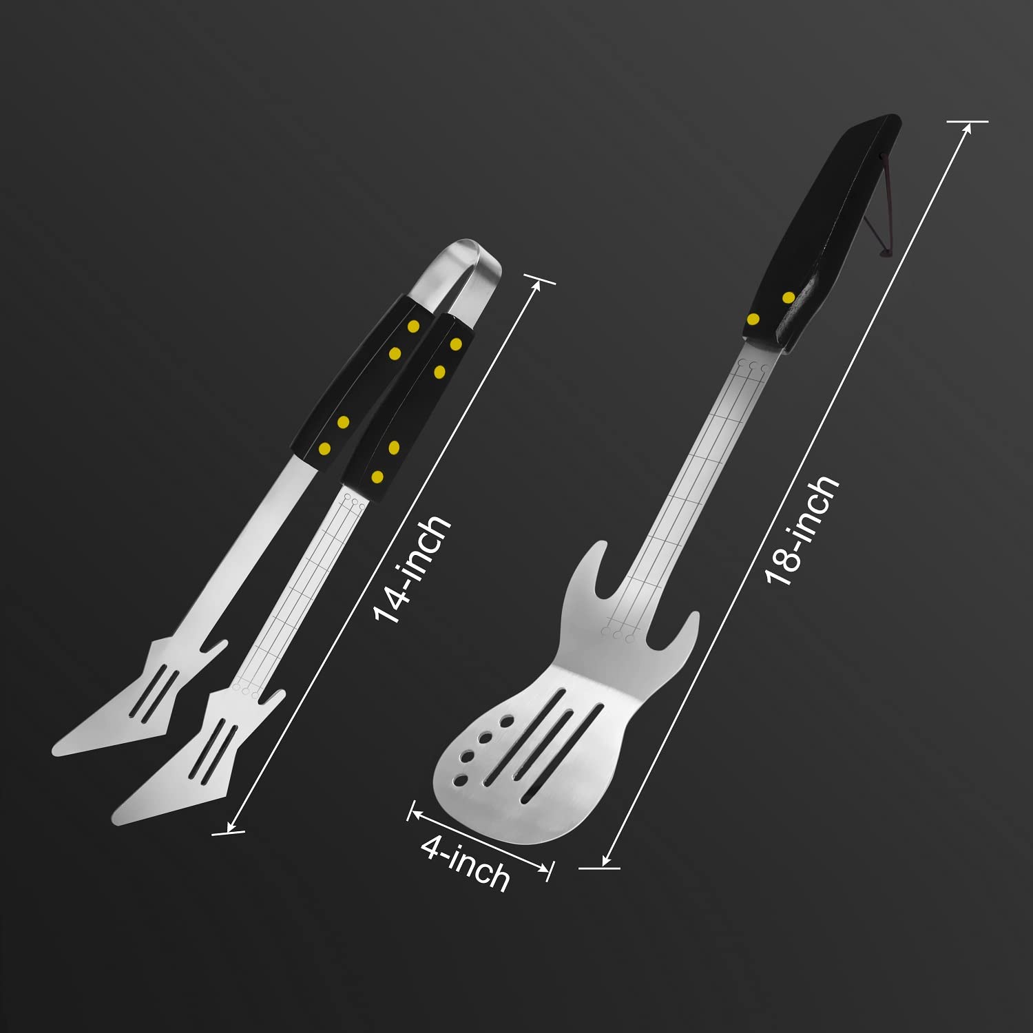PEPKICN rock guitar spatula top view, gleaming finish resists sticking.