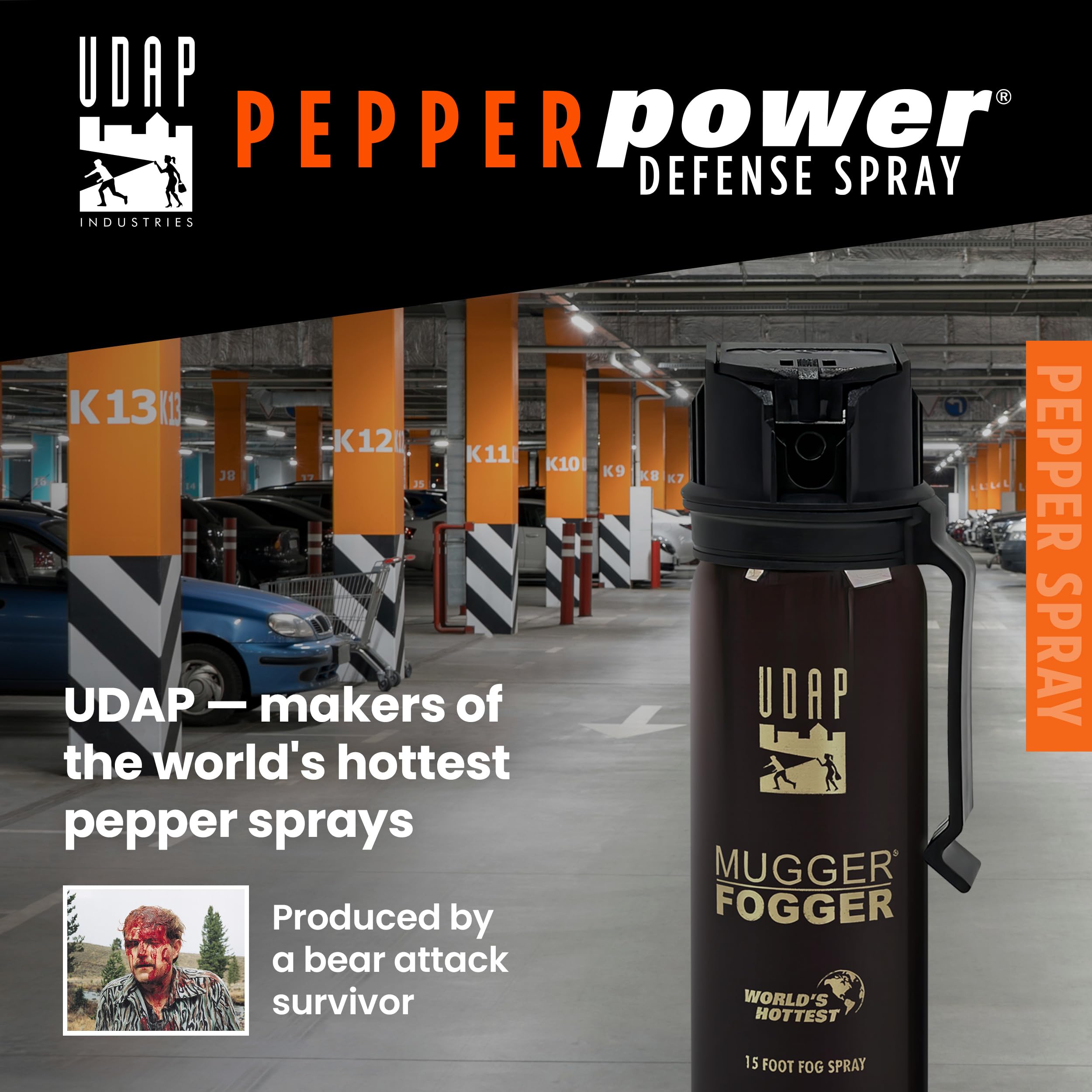 Pepper Power 3.1 oz container emphasizes strong, portable personal defense.