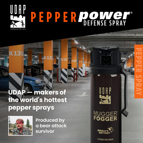 Pepper Power 3.1 oz container emphasizes strong, portable personal defense.