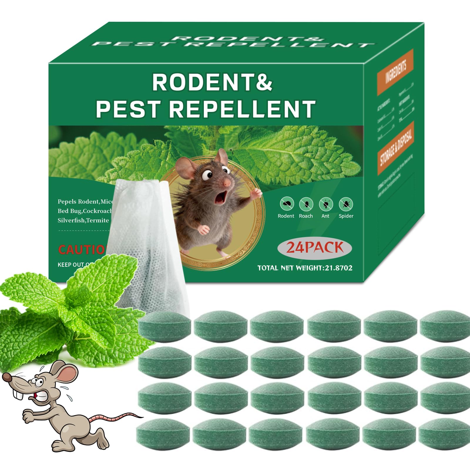 Peppermint Mice Repellent Ball pack shot shows a natural, long-lasting barrier.