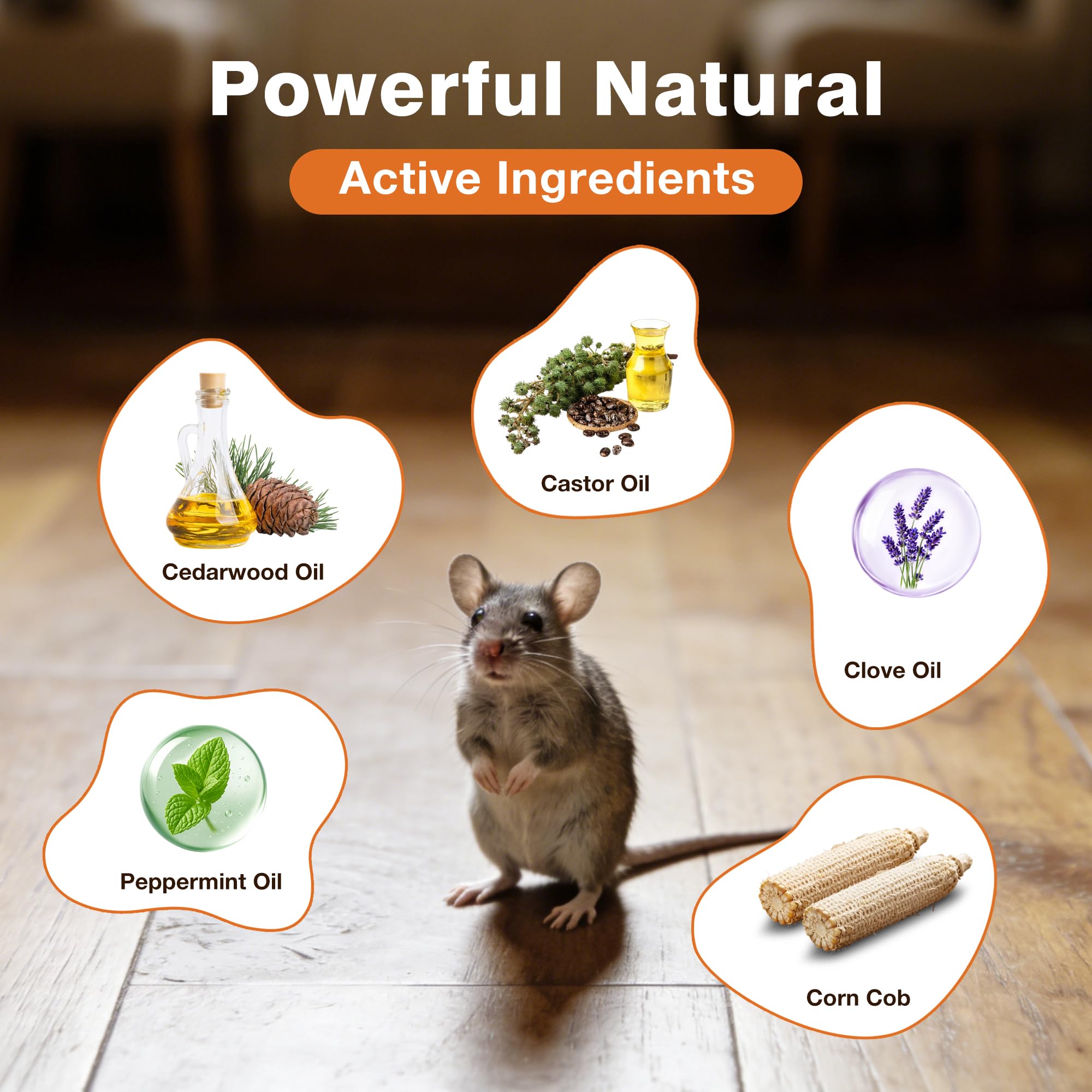 Peppermint Oil Rodent Deterrent usage shows easy placement in indoor and outdoor areas.
