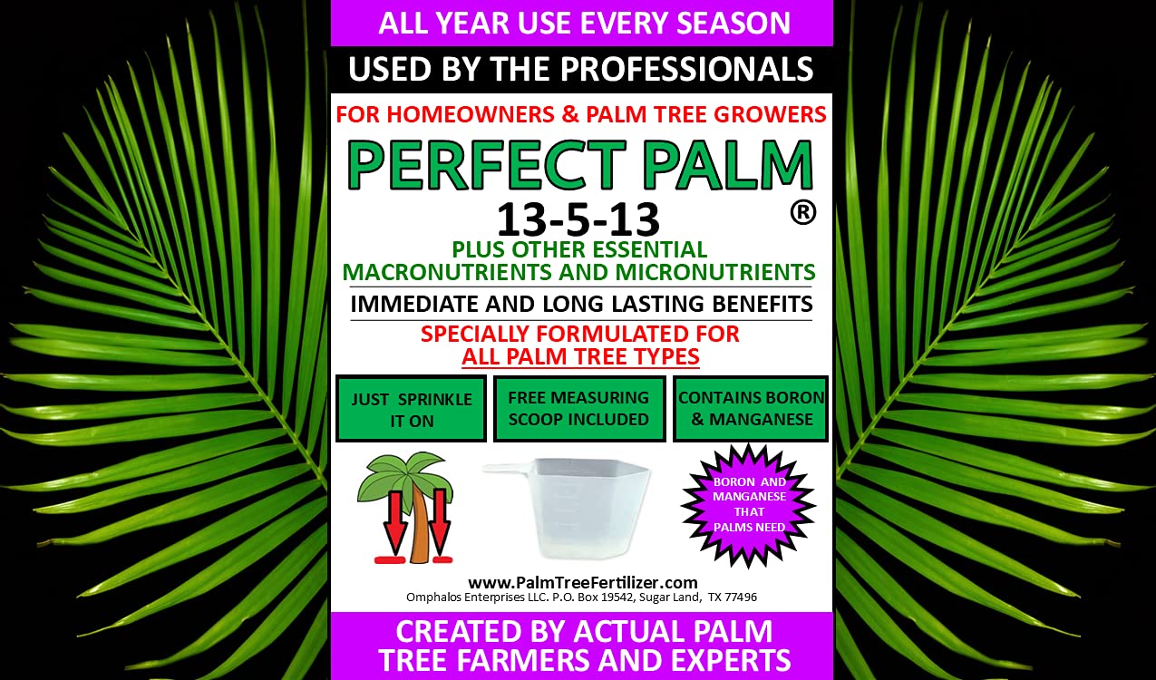 Perfect Palm ground application demonstrates easy soil sprinkling around palm bases.