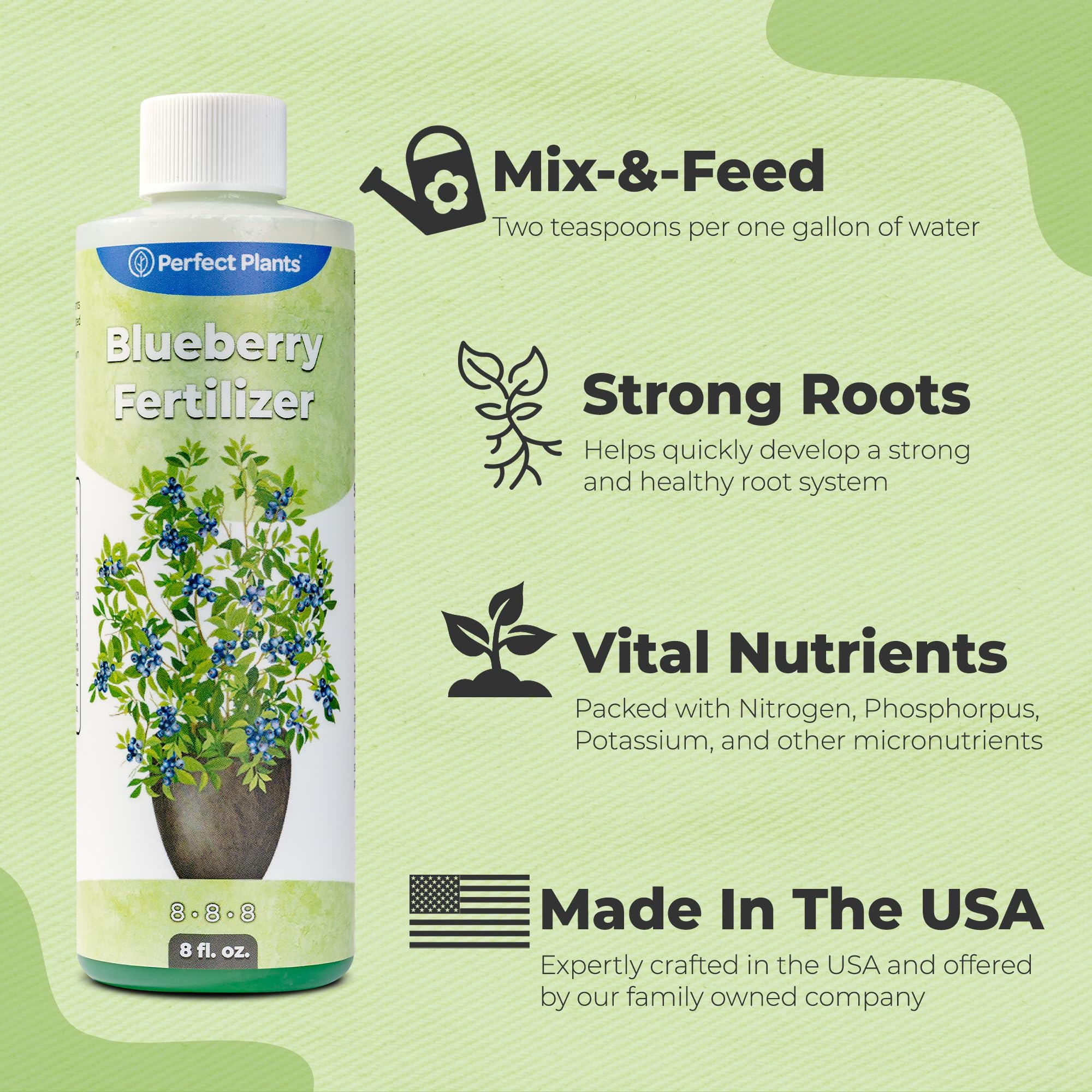 Berry Booster label close-up showing balanced nutrients for fruiting