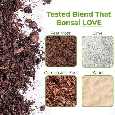 Perfect Plants Bonsai Soil sealed bag demonstrates moisture retention to keep soil fresh