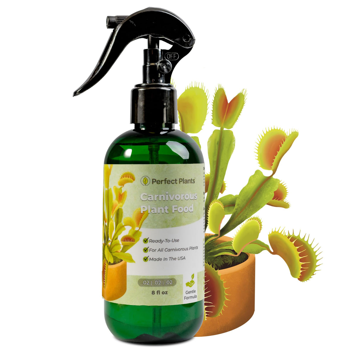 Perfect Plants carnivorous plant food spray 8oz bottle for easy feeding between insects