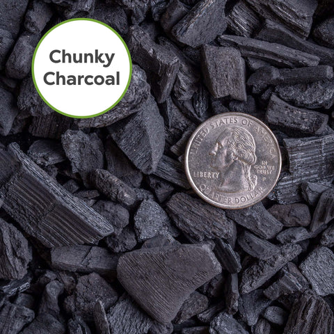 PERFECT PLANTS Horticultural Charcoal closeup granules show soil conditioning potential.