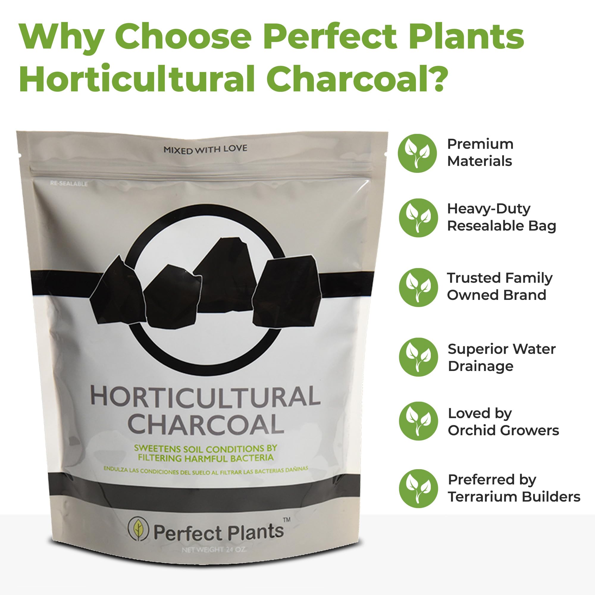 PERFECT PLANTS Horticultural Charcoal terrarium bottom layer for natural filtration.