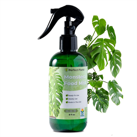 Perfect Plants Monstera Foliar Food Spray bottle delivering even leaf spray for lush foliage