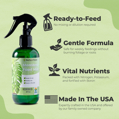Perfect Plants Monstera Foliar Food Spray fine mist nozzle for even coverage