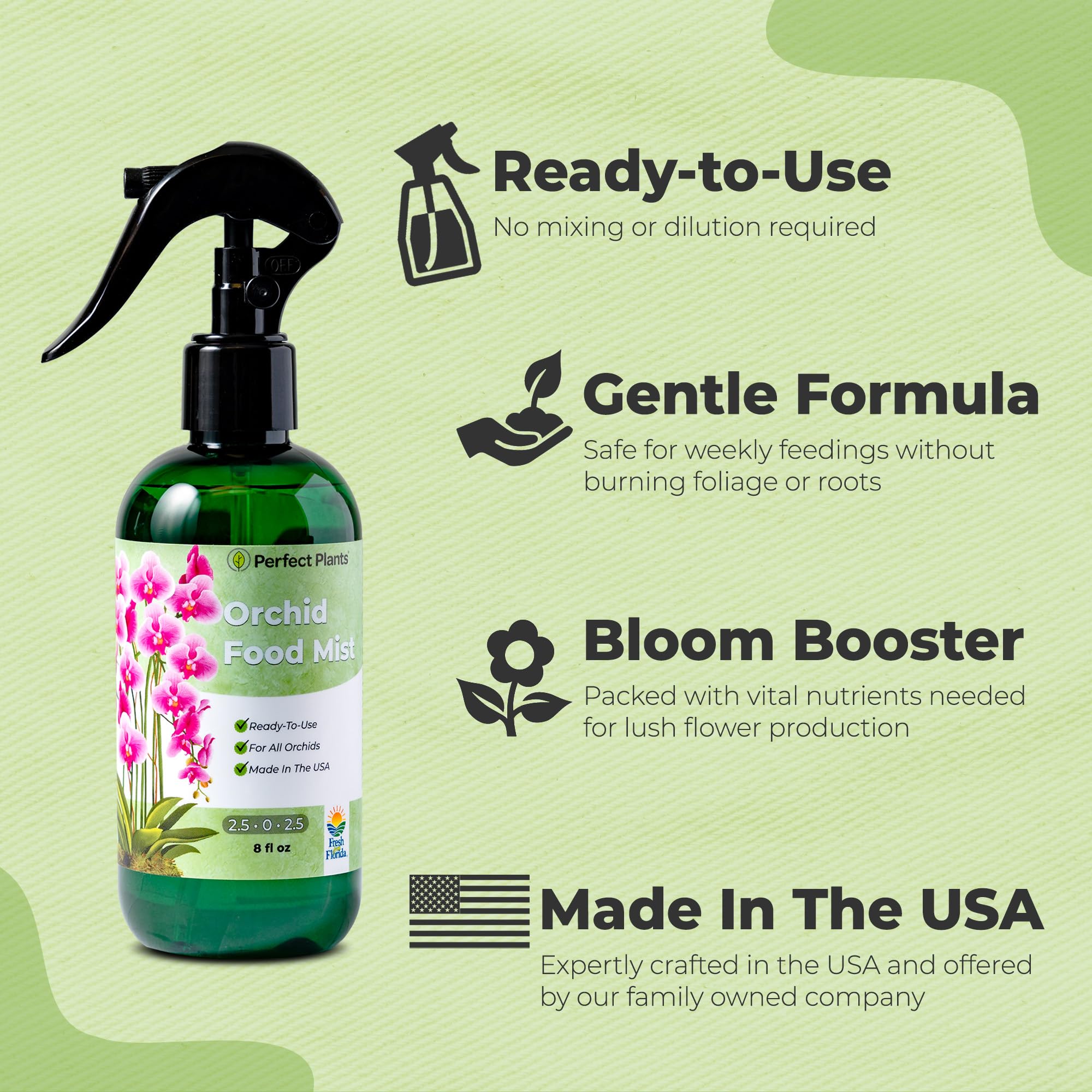 Perfect Plants Orchid Fertilizer Mist supports Phalaenopsis bloom potential in home orchids.
