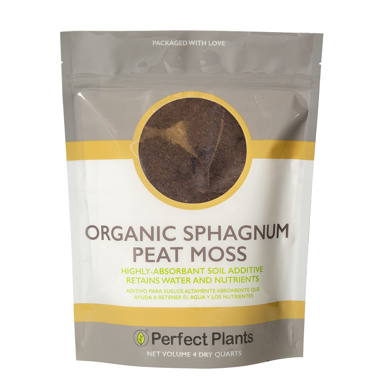Perfect Plants Organic Sphagnum Peat Moss bag closeup for moisture-rich soil.