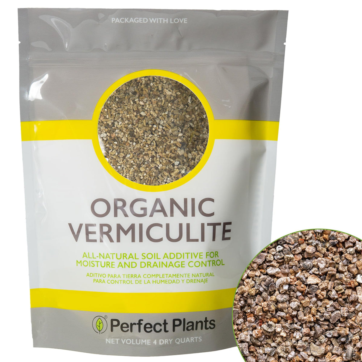 Perfect Plants Organic Vermiculite 4qt bag ready to aerate and condition potting soil.