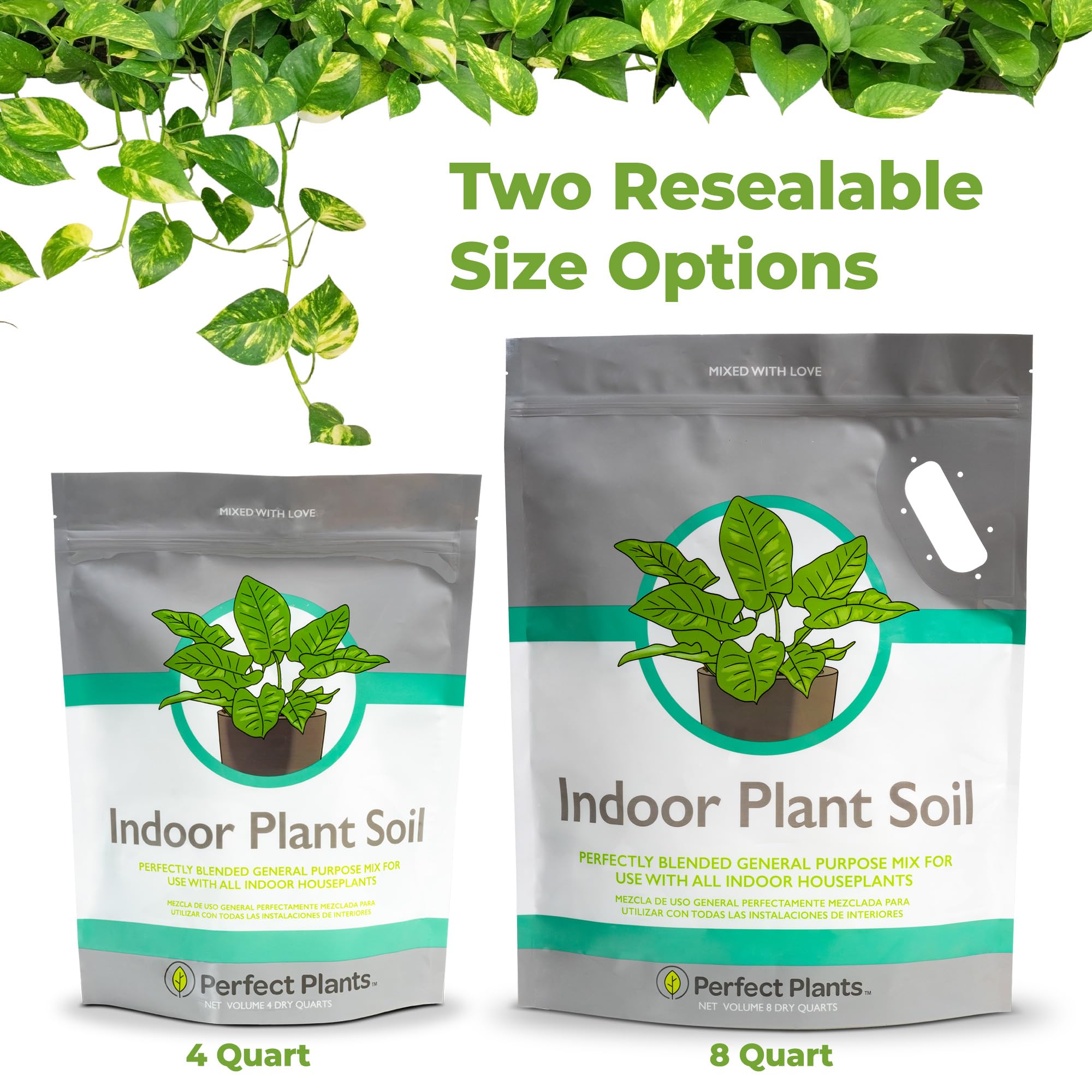 Perfect Plants resealable bag packaging keeps soil fresh between uses.