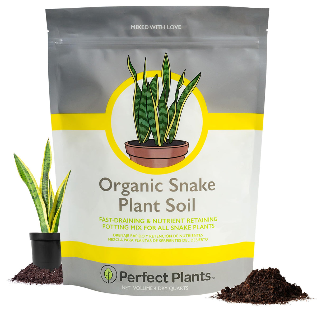 Perfect Plants snake plant soil bag 4qt promotes fast drainage for healthy roots