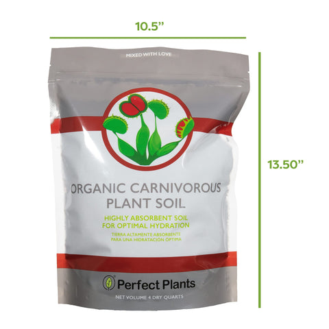 Perfect Plants Venus Flytrap soil highlights balanced acidity for healthier growth in carnivorous plants.