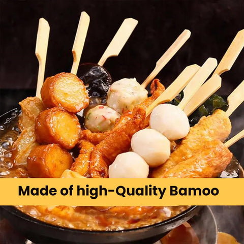 Perfect Stix bamboo material emphasizes eco-friendly choice for food service.