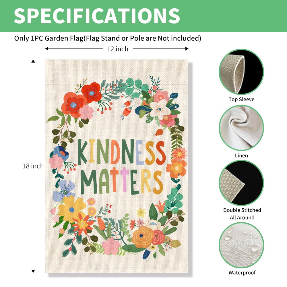 Perfectinsoy Kindness Matters flag back view for welcoming outdoor decor