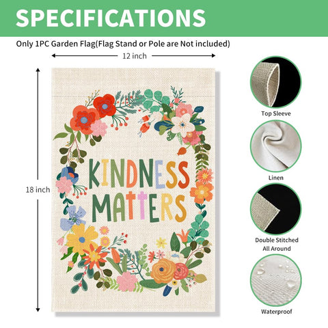 Perfectinsoy Kindness Matters flag back view for welcoming outdoor decor
