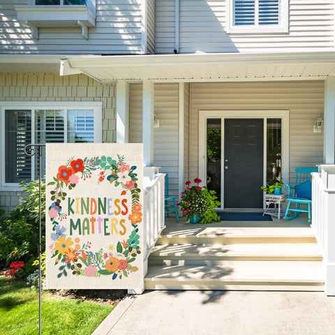 Perfectinsoy flag displayed in garden setting to boost curb appeal