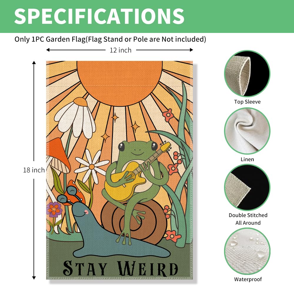 Perfectinsoy Stay Weird flag close-up shows vibrant colors and durability.