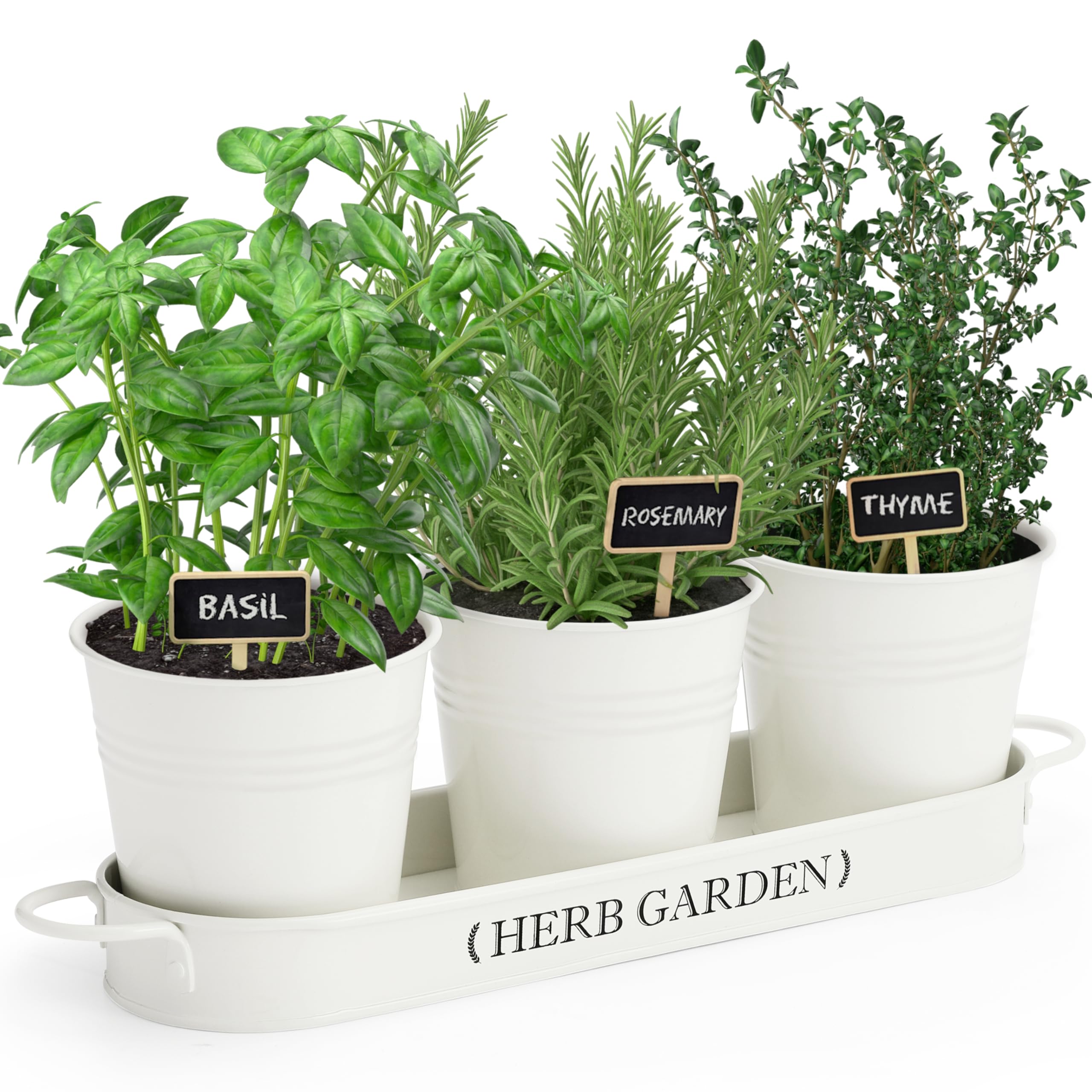 PERFNIQUE indoor herb planter with tray on a sunny windowsill, ready for fresh herbs.