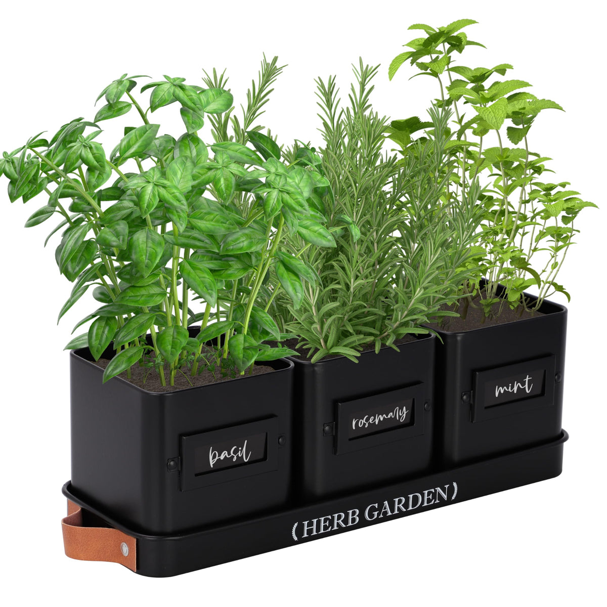 PERFNIQUE indoor herb garden planter with tray showcased in farmhouse style for kitchens