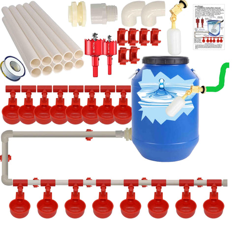 Perfsign complete PVC pipelines chicken waterer set enables easy DIY setup.