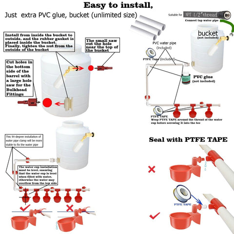 Perfsign float valve assembly maintains steady water level for poultry.